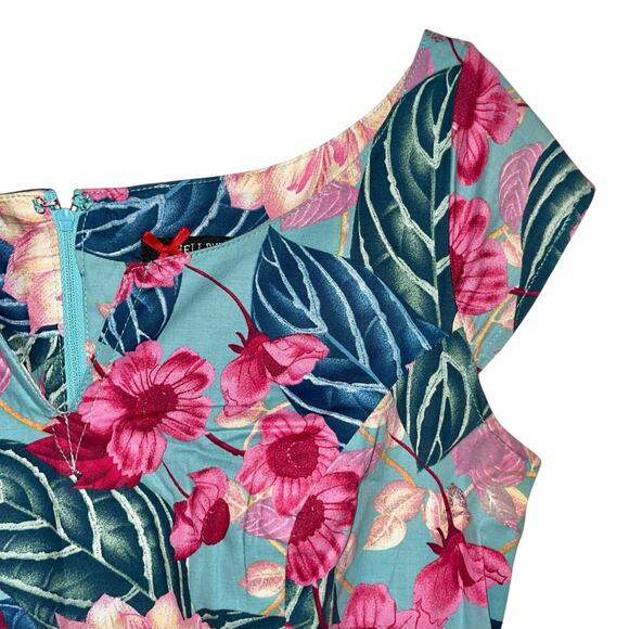 Hell Bunny Fit & Flare Dress Retro Hawaiian - Picture 4 of 9